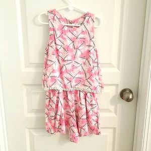 Abercrombie KIDS size 7-8 girl's romper with dragon fly design.